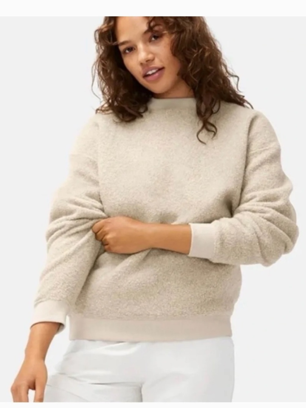Outdoor Voices MegaFleece Crewneck Sweatshirt S Oatmeal Beige Sherpa Pullover